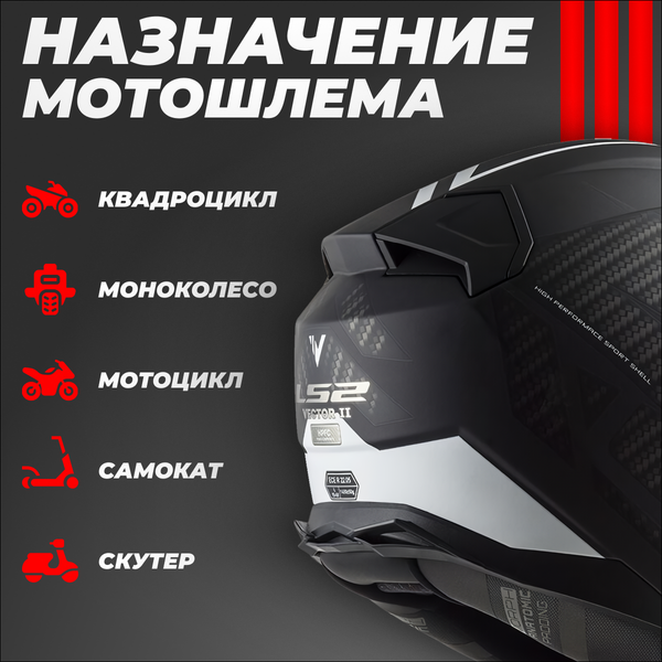 Изображение товара Мотошлем LS2 FF811 Vector 2 Splitter (3XL, черный/белый)