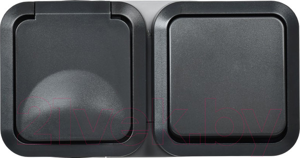 Изображение товара Блок выключатель+розетка IEK Tors TS-G10-6-55-V-K53 (графит)