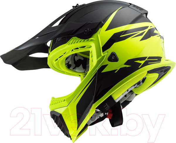 Изображение товара Мотошлем LS2 MX1299 (MX437) Fast Evo Roar (S, черный/зеленый)