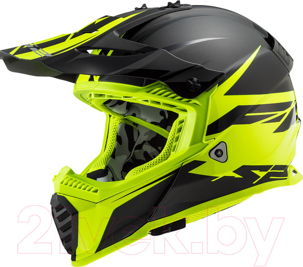 Изображение товара Мотошлем LS2 MX1299 (MX437) Fast Evo Roar (S, черный/зеленый)