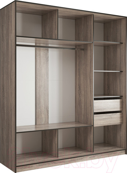 Изображение товара Шкаф-купе Евва 176 TTG.12 / АЭП ШК.3.03 (дуб трюфель/венге глянец)