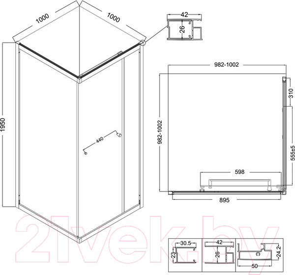 Изображение товара Душевой уголок Niagara NG-6635-34 100x100x195 (хром/прозрачное стекло)