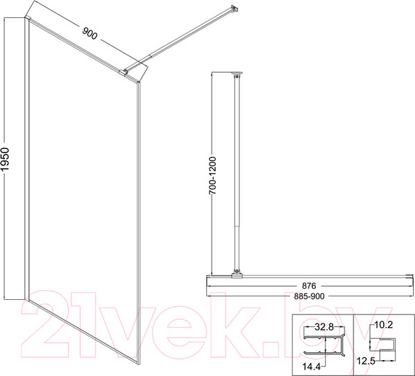 Изображение товара Душевая стенка Niagara NG-660-90 90x195 (хром/прозрачное стекло)