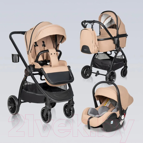 Изображение товара Детская универсальная коляска Farfello Camille 3 в 1 / BB-02 (бежевый)