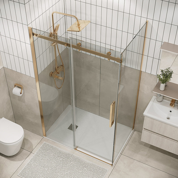 Изображение товара Душевая стенка Grossman Classic 80x195 / 200.K33.04.80.32.00 (золото сатин/стекло прозрачное)