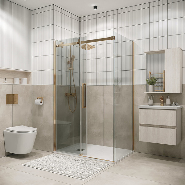 Изображение товара Душевая стенка Grossman Classic 80x195 / 200.K33.04.80.32.00 (золото сатин/стекло прозрачное)