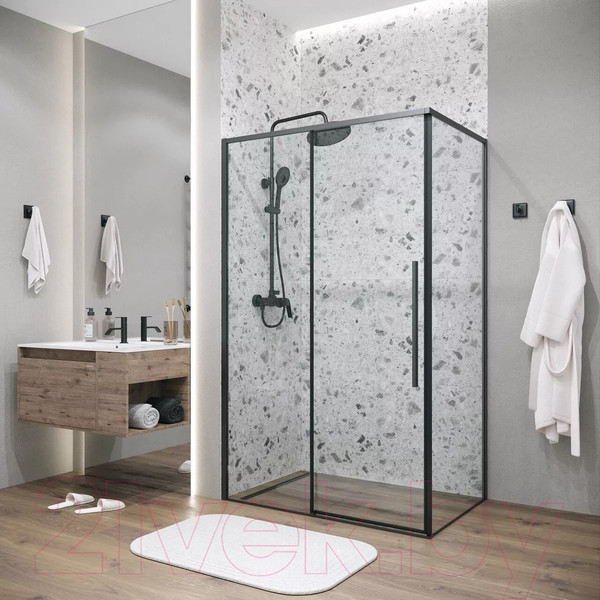 Изображение товара Душевая стенка Grossman Galaxy 90x195 / 200.K33.01.90.21.00 (черный матовый/стекло прозрачное)