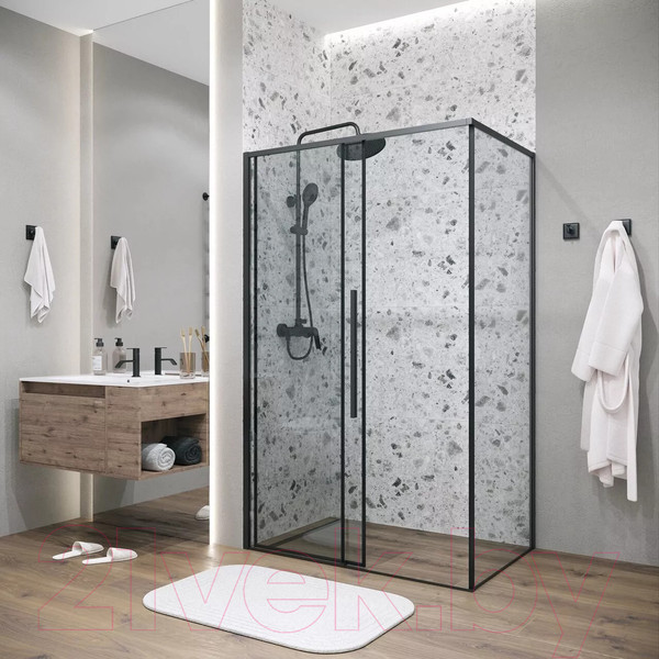 Изображение товара Душевая стенка Grossman Galaxy 90x195 / 200.K33.01.90.21.00 (черный матовый/стекло прозрачное)