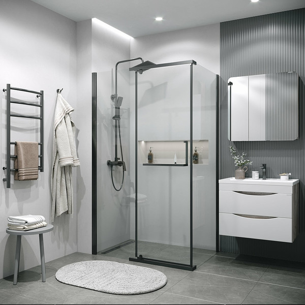 Изображение товара Душевая стенка Grossman Pragma 80x195 / 200.K33.03.80.42.00 (графит сатин/стекло прозрачное)