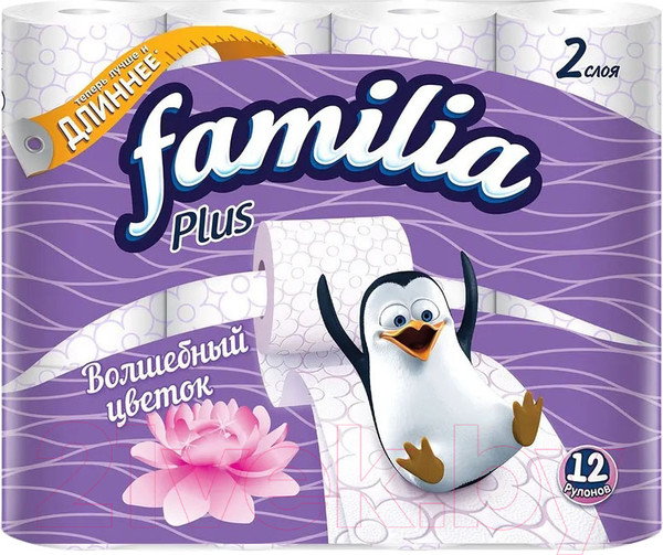 Изображение товара Туалетная бумага FAMILIA Plus Волшебный цветок Двухслойная (12рул, белый)