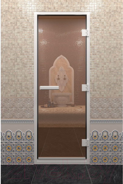 Изображение товара Стеклянная дверь для бани/сауны Doorwood Хамам 70x190 / DW00796 (бронза)