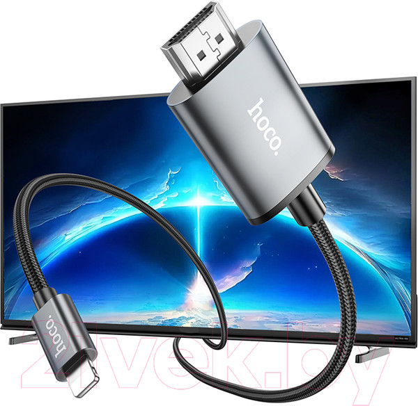 Изображение товара Кабель Hoco UA27 Lightning - HDMI 1080P (2м, металлик)
