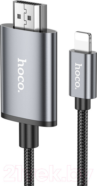 Изображение товара Кабель Hoco UA27 Lightning - HDMI 1080P (2м, металлик)