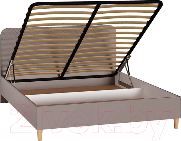 Изображение товара Двуспальная кровать Mobi Амьен 11.44 160x200 (белый PE шагрень/веллюто капучино AG 707 ПВХ)