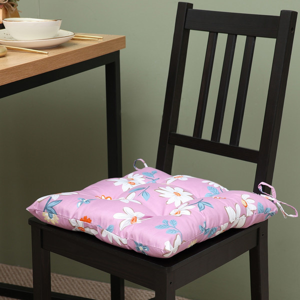 Изображение товара Подушка на стул Этель Цветы / 10362963 (40x40, сиреневый)