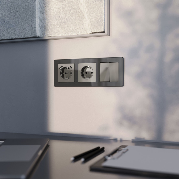 Изображение товара Розетка Werkel W1171144 (графит акрил)