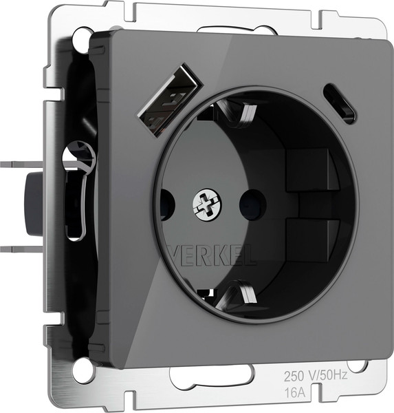 Изображение товара Розетка Werkel W1171744 (графит акрил)