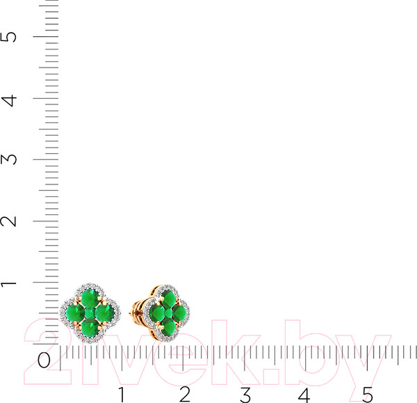 Изображение товара Серьги из розового золота ZORKA 3D2098.14K.R (с изумрудами и бриллиантом)