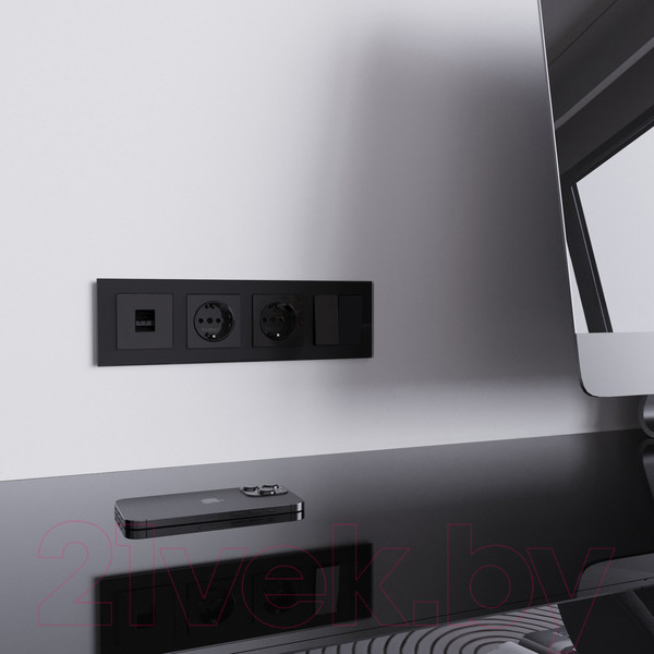 Изображение товара Розетка Werkel Ethernet RJ-45 / W1181048 (черный акрил)