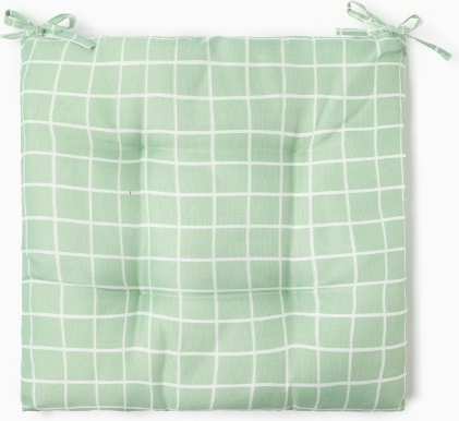 Изображение товара Подушка на стул Этель Клетка / 10362961 (40x40, зеленый)