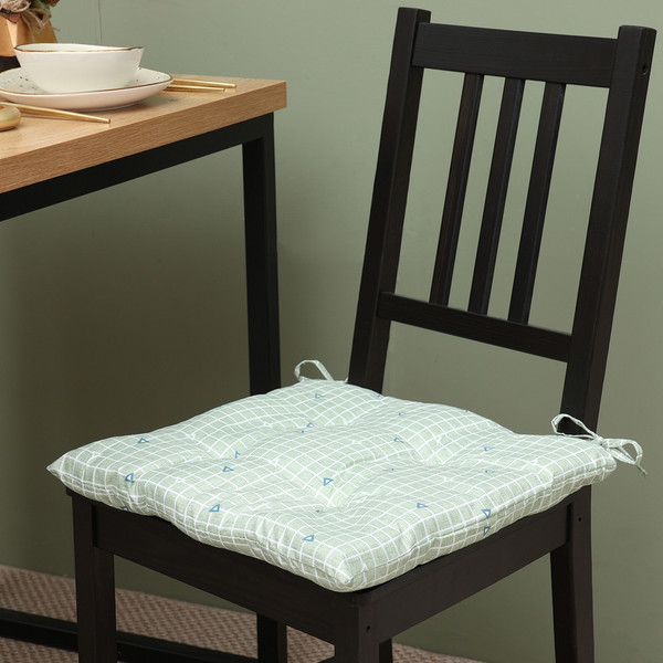 Изображение товара Подушка на стул Этель Клетка / 10362961 (40x40, зеленый)