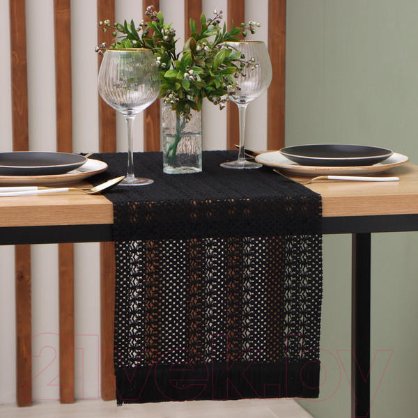 Изображение товара Дорожка на стол Этель 10086105 (30x180, черный)