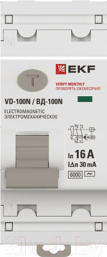 Изображение товара Дифференциальный автомат EKF PROxima ВД-100N 2п 16А 30мА AC 6кА / E1026M1630