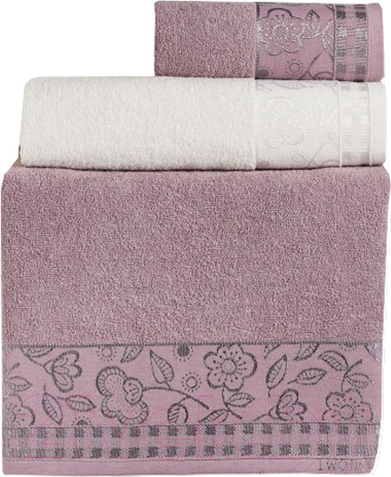 Изображение товара Набор полотенец Two Dolphins Vera / 11791 (3шт, в коробке, баклажан)