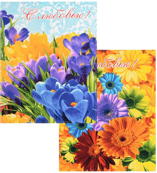 Изображение товара Набор полотенец АртПостель Цветник из рогожки 45x60