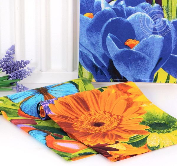 Изображение товара Набор полотенец АртПостель Цветник из рогожки 45x60