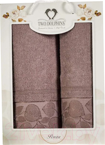Изображение товара Набор полотенец Two Dolphins Penza / 11800 (2шт, в коробке, брусничный)