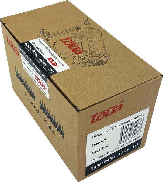 Изображение товара Гвозди для степлера Toua CN EG bullet point 3.05х19мм / NC30519 (1000шт)