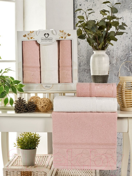 Изображение товара Набор полотенец Two Dolphins Penza / 11801 (3шт, в коробке, пудровый)