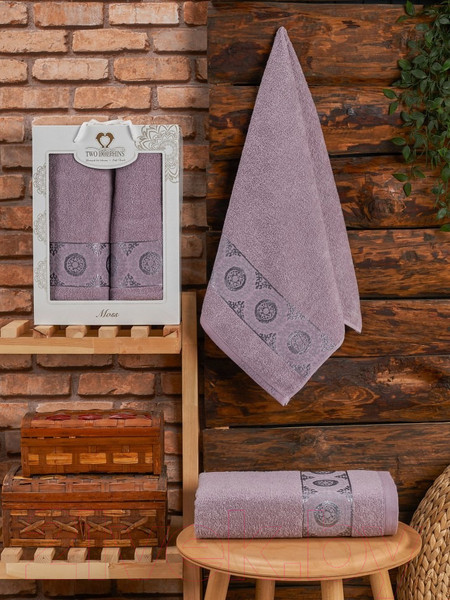 Изображение товара Набор полотенец Two Dolphins Moss / 11808 (2шт, в коробке, баклажан)