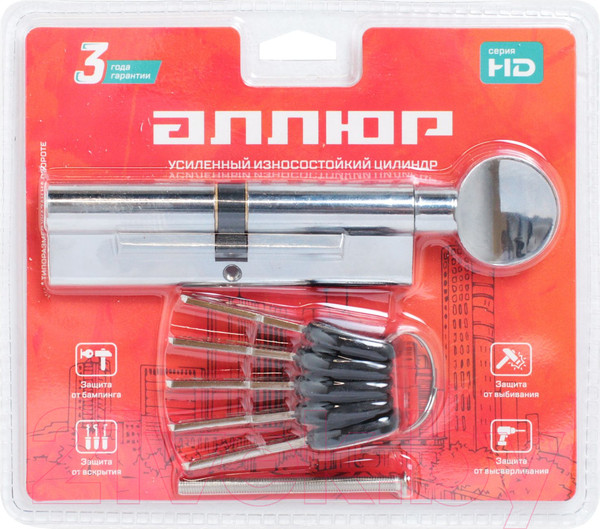 Изображение товара Цилиндровый механизм замка Аллюр HD FG 110-5К CP 55x55G (хром)