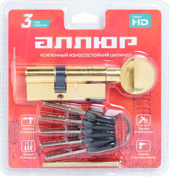 Изображение товара Цилиндровый механизм замка Аллюр HD FG 70-5К BP 40Gx30 (латунь)