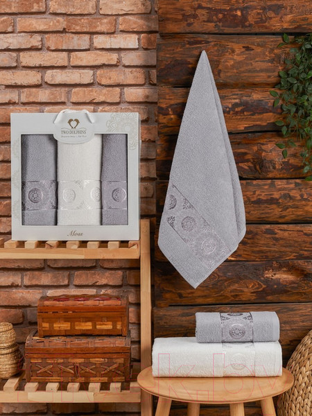Изображение товара Набор полотенец Two Dolphins Moss / 11809 (3шт, в коробке, светло-серый)
