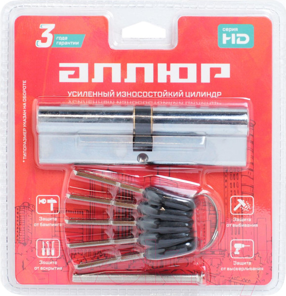 Изображение товара Цилиндровый механизм замка Аллюр HD F 110-5К CP 55x55 (хром)