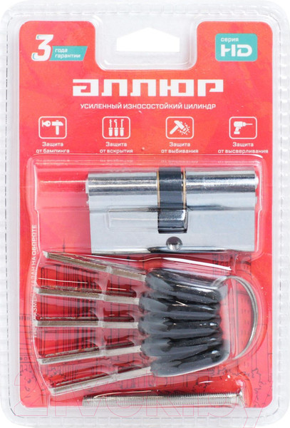 Изображение товара Цилиндровый механизм замка Аллюр HD F 60-5К CP 30x30 (хром)