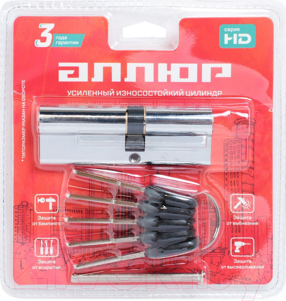 Изображение товара Цилиндровый механизм замка Аллюр HD F 90-5К CP 40x50 (хром)
