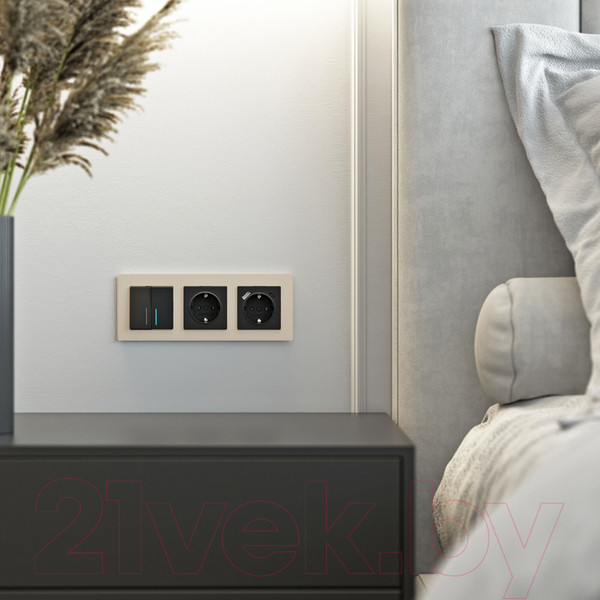 Изображение товара Рамка для выключателей и розеток Werkel Senso W0033111 (шампань/стекло soft-touch)