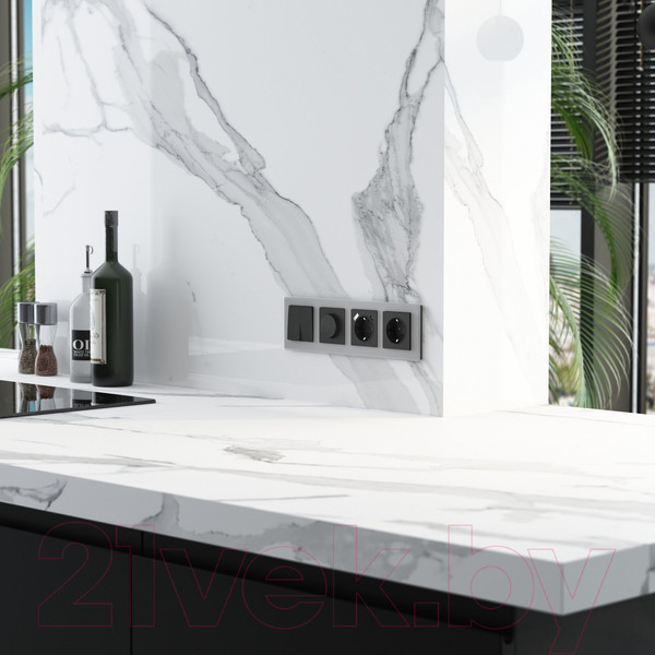 Изображение товара Рамка для выключателей и розеток Werkel Senso W0043106 (серебряный/стекло soft-touch)