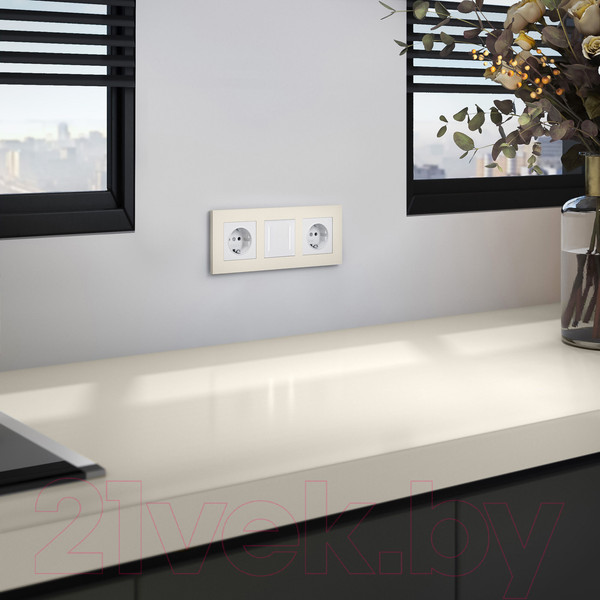 Изображение товара Рамка для выключателей и розеток Werkel Slab W0032962 (айвори матовый)