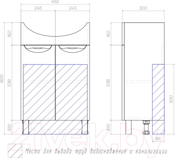 Изображение товара Тумба под умывальник Vigo Callao 500