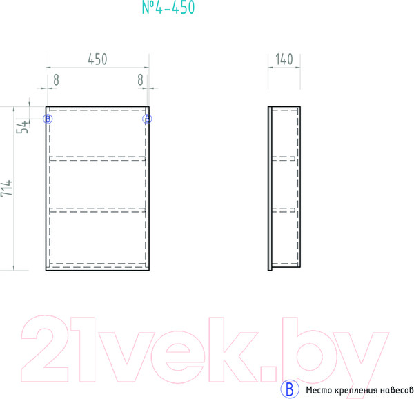 Изображение товара Шкаф с зеркалом для ванной Vigo Grand 450