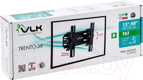 Изображение товара Кронштейн для телевизора VLK Trento-38 (черный)