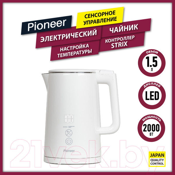 Изображение товара Электрочайник Pioneer KE577M (белый)