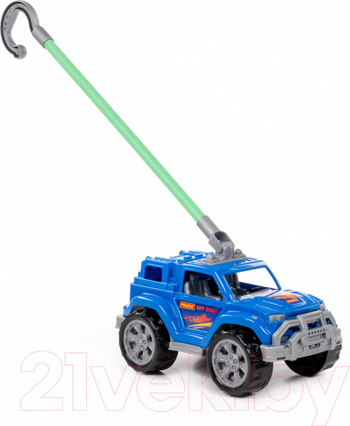 Изображение товара Игрушка-каталка Полесье Легионер с ручкой / 63912 (синий)