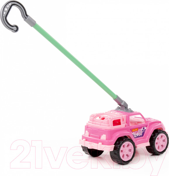 Изображение товара Игрушка-каталка Полесье Легионер с ручкой / 63905 (розовый)