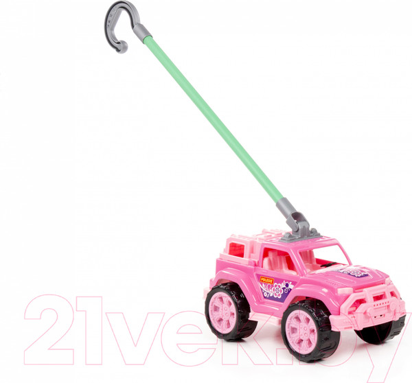 Изображение товара Игрушка-каталка Полесье Легионер с ручкой / 63905 (розовый)